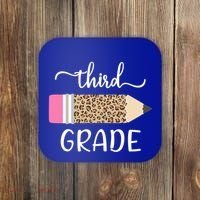 Leopard Print Hello Third Grade First Day Of School Teacher Funny Gift Coaster thumb 0