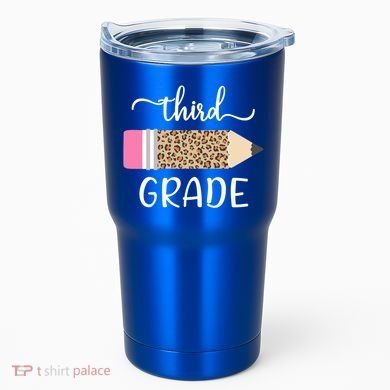Leopard Print Hello Third Grade First Day Of School Teacher Funny Gift Tumbler