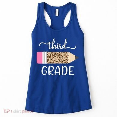 Leopard Print Hello Third Grade First Day Of School Teacher Funny Gift Women's Tank Top