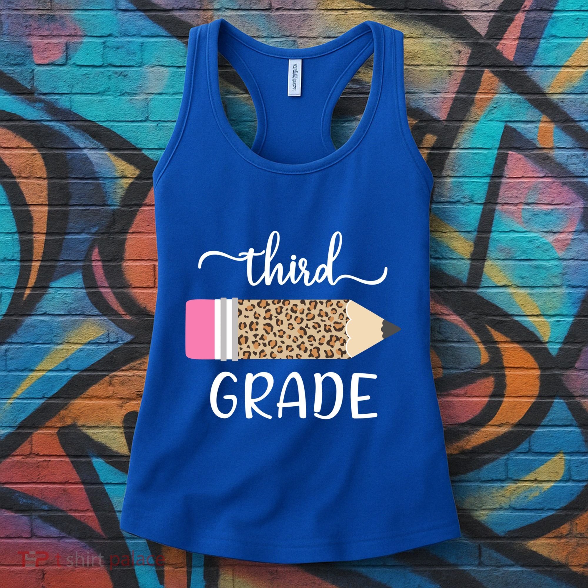 Leopard Print Hello Third Grade First Day Of School Teacher Funny Gift Women's Tank Top