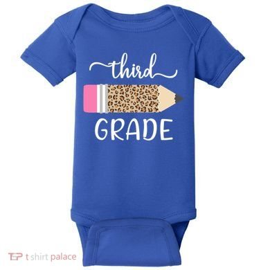 Leopard Print Hello Third Grade First Day Of School Teacher Funny Gift Baby Bodysuit
