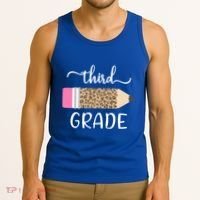 Leopard Print Hello Third Grade First Day Of School Teacher Funny Gift Tank Top thumb 3