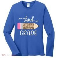 Leopard Print Hello Third Grade First Day Of School Teacher Funny Gift Women's Long Sleeve Shirt thumb 0