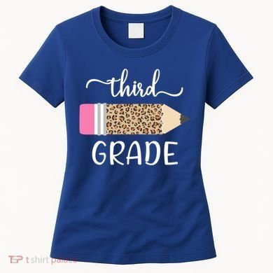 Leopard Print Hello Third Grade First Day Of School Teacher Funny Gift Women's T-Shirt