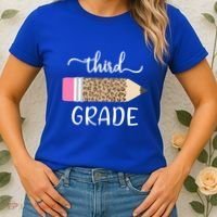Leopard Print Hello Third Grade First Day Of School Teacher Funny Gift Women's T-Shirt thumb 2