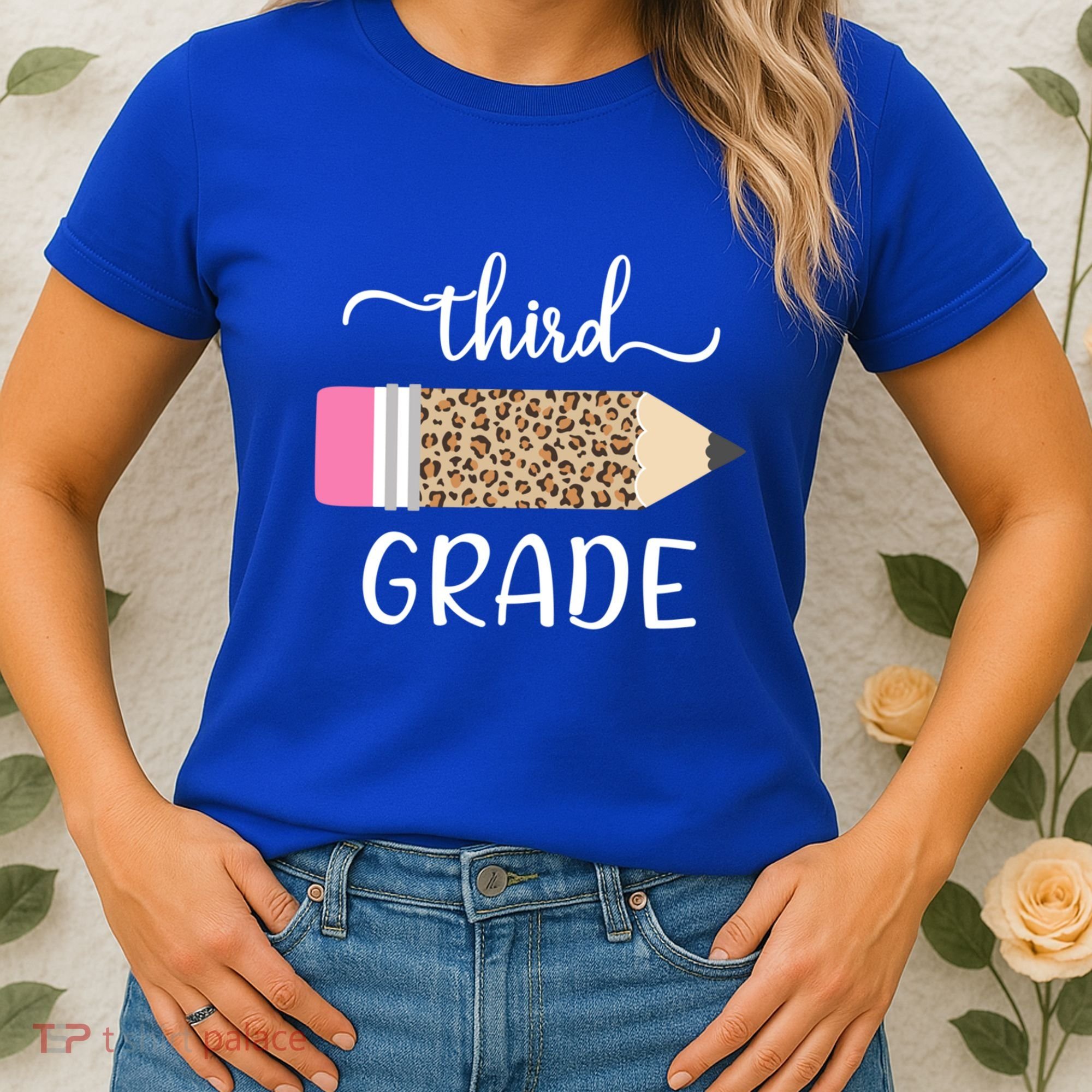 Leopard Print Hello Third Grade First Day Of School Teacher Funny Gift Women's T-Shirt