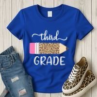 Leopard Print Hello Third Grade First Day Of School Teacher Funny Gift Women's T-Shirt thumb 3