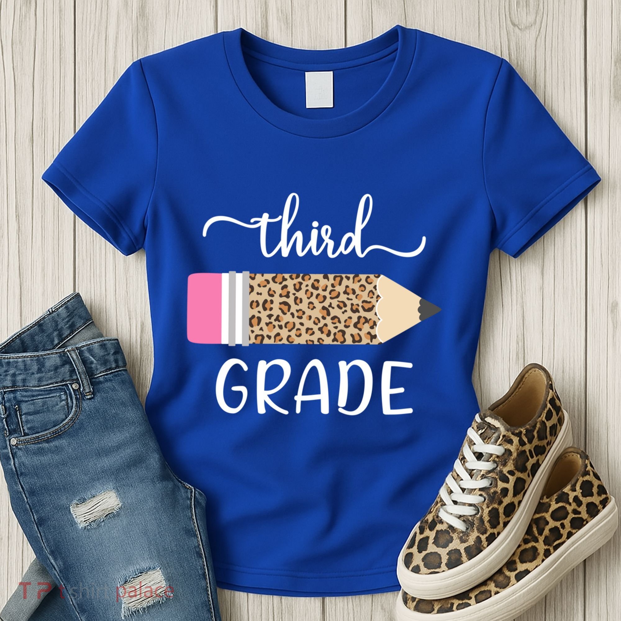 Leopard Print Hello Third Grade First Day Of School Teacher Funny Gift Women's T-Shirt