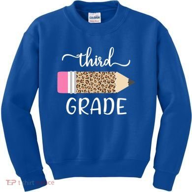 Leopard Print Hello Third Grade First Day Of School Teacher Funny Gift Kids Sweatshirt
