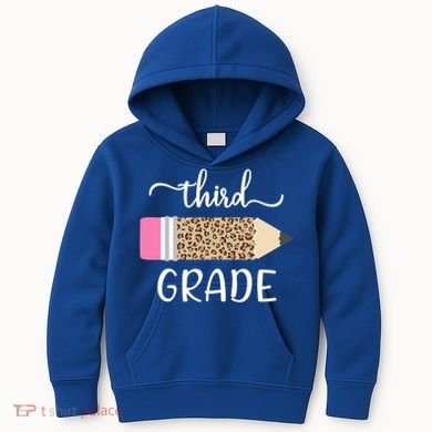 Leopard Print Hello Third Grade First Day Of School Teacher Funny Gift Kids Hoodie