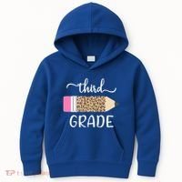Leopard Print Hello Third Grade First Day Of School Teacher Funny Gift Kids Hoodie thumb 0