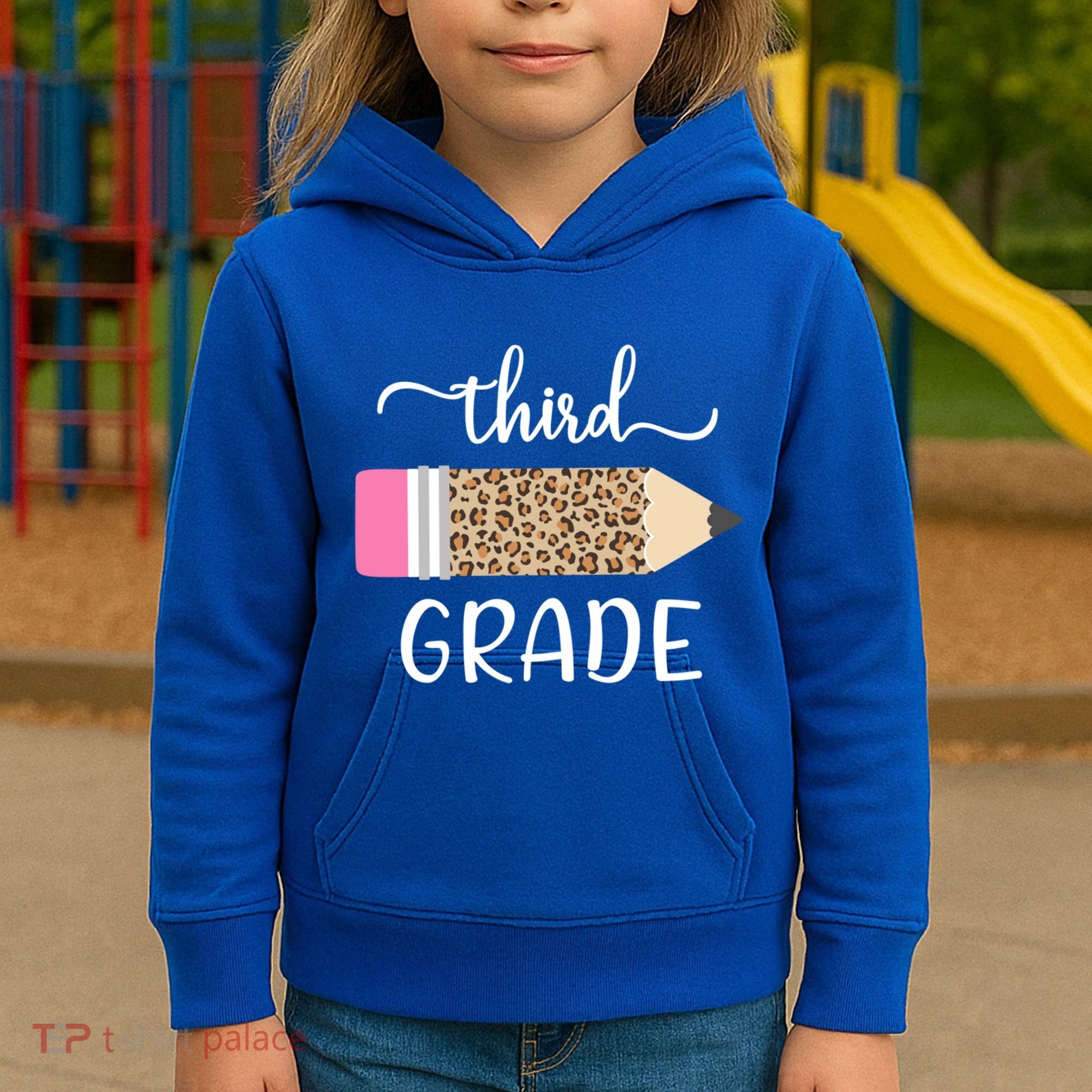 Leopard Print Hello Third Grade First Day Of School Teacher Funny Gift Kids Hoodie