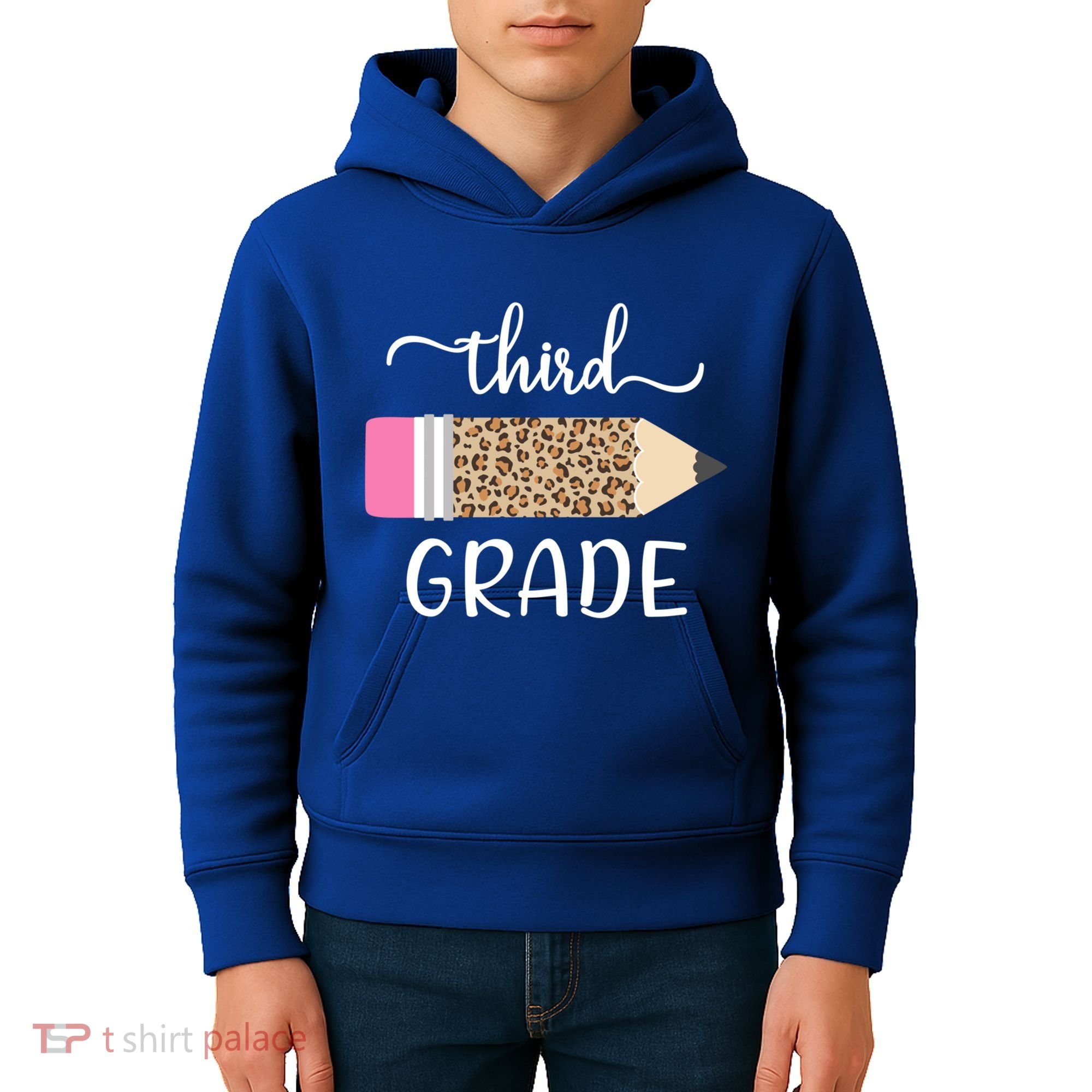 Leopard Print Hello Third Grade First Day Of School Teacher Funny Gift Kids Hoodie