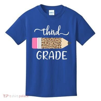 Leopard Print Hello Third Grade First Day Of School Teacher Funny Gift Kids T-Shirt