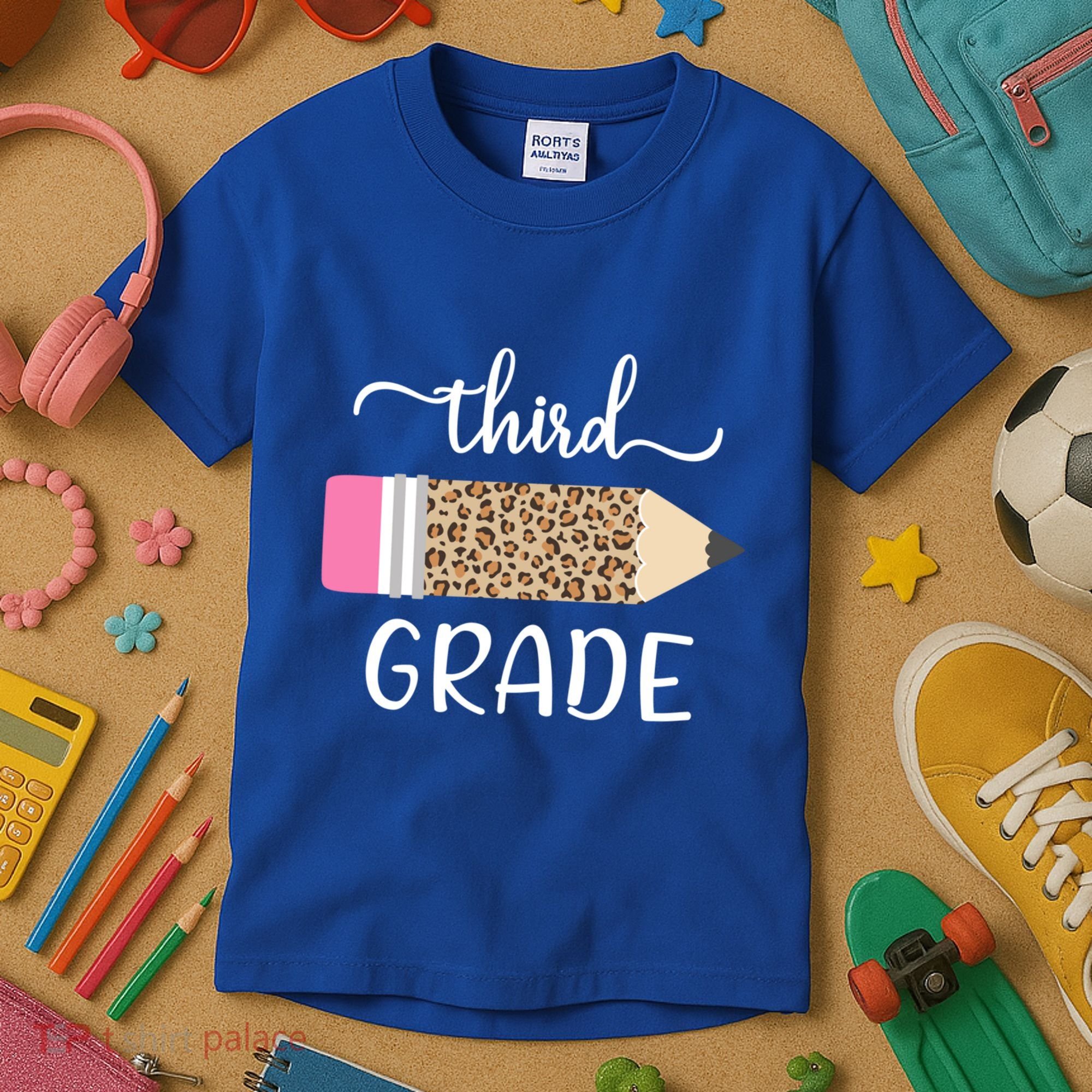 Leopard Print Hello Third Grade First Day Of School Teacher Funny Gift Kids T-Shirt
