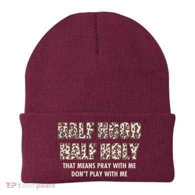Leopard Print Half Hood Half That Means Pray With Me Dont Play With Me Beanie
