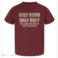 Leopard Print Half Hood Half That Means Pray With Me Dont Play With Me Toddler T-Shirt thumb 0