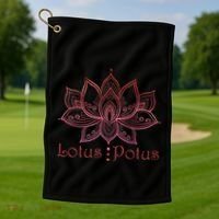 Lotus Potus In Red And Shades Golf Towel thumb 1