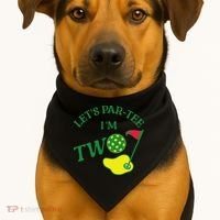 Let's Par I'm Two Golf 2nd Birthday USA-Made Doggie Bandana thumb 1