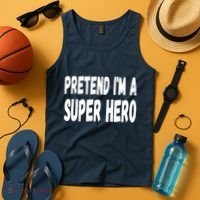Lazy Pretend I'm A Super Hero Halloween or Costume Party Tank Top thumb 4