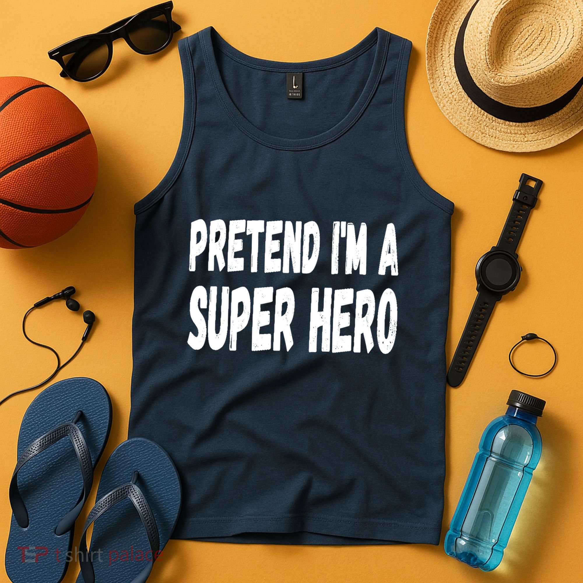 Lazy Pretend I'm A Super Hero Halloween or Costume Party Tank Top
