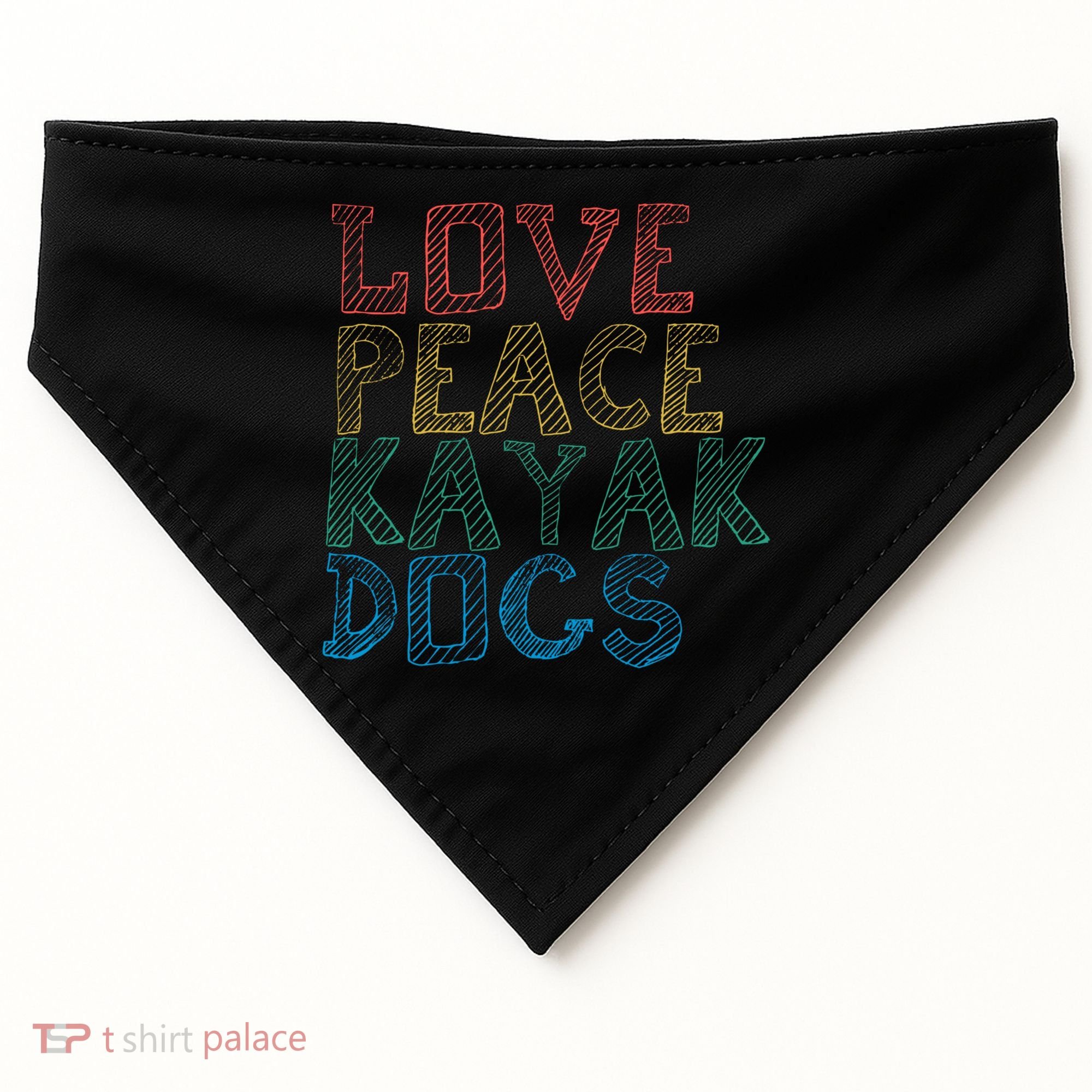 Love Peace Kayak Dogs Kayaking For Kayaker Whitewater Cute Gift USA-Made Doggie Bandana