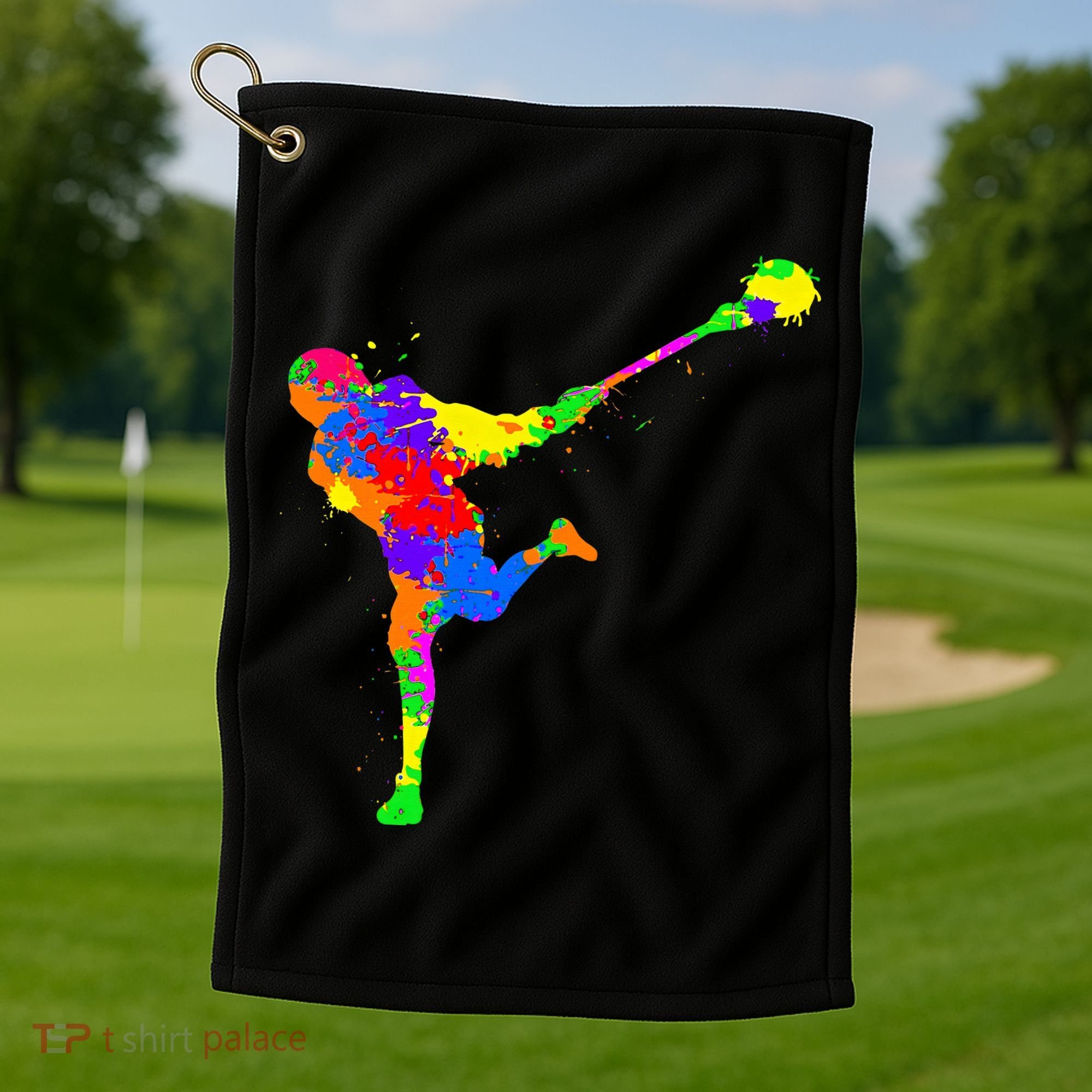 Lacrosse Player Golf Towel