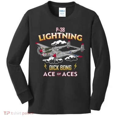 Lockheed P38 Lightning Kids Long Sleeve Shirt