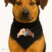 LGBT Pride Love Heart Hands USA-Made Doggie Bandana thumb 1