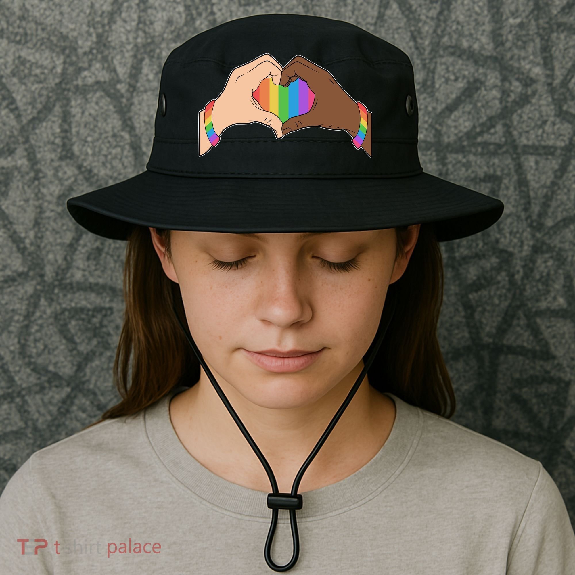 LGBT Pride Love Heart Hands Bucket Hat