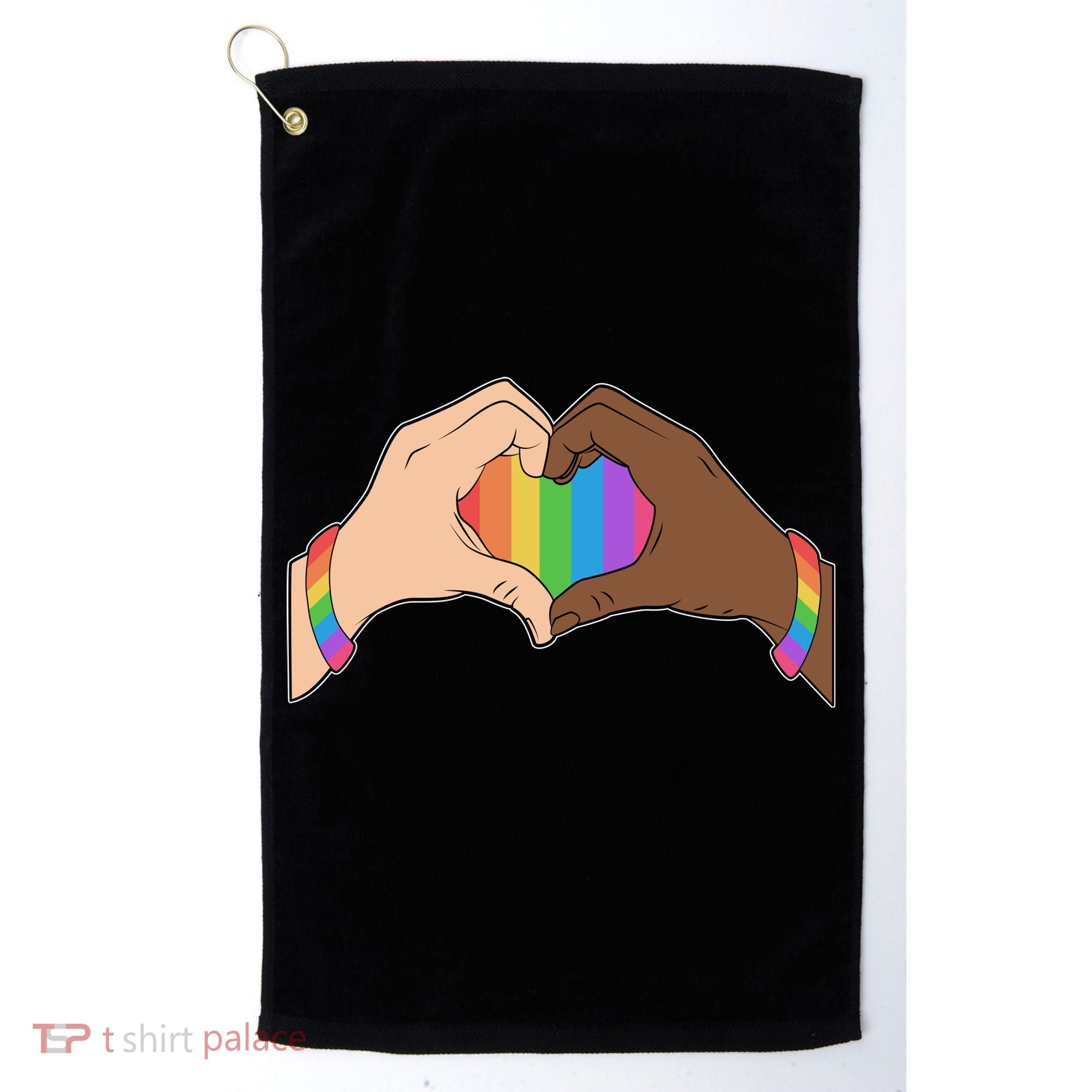 LGBT Pride Love Heart Hands Golf Towel