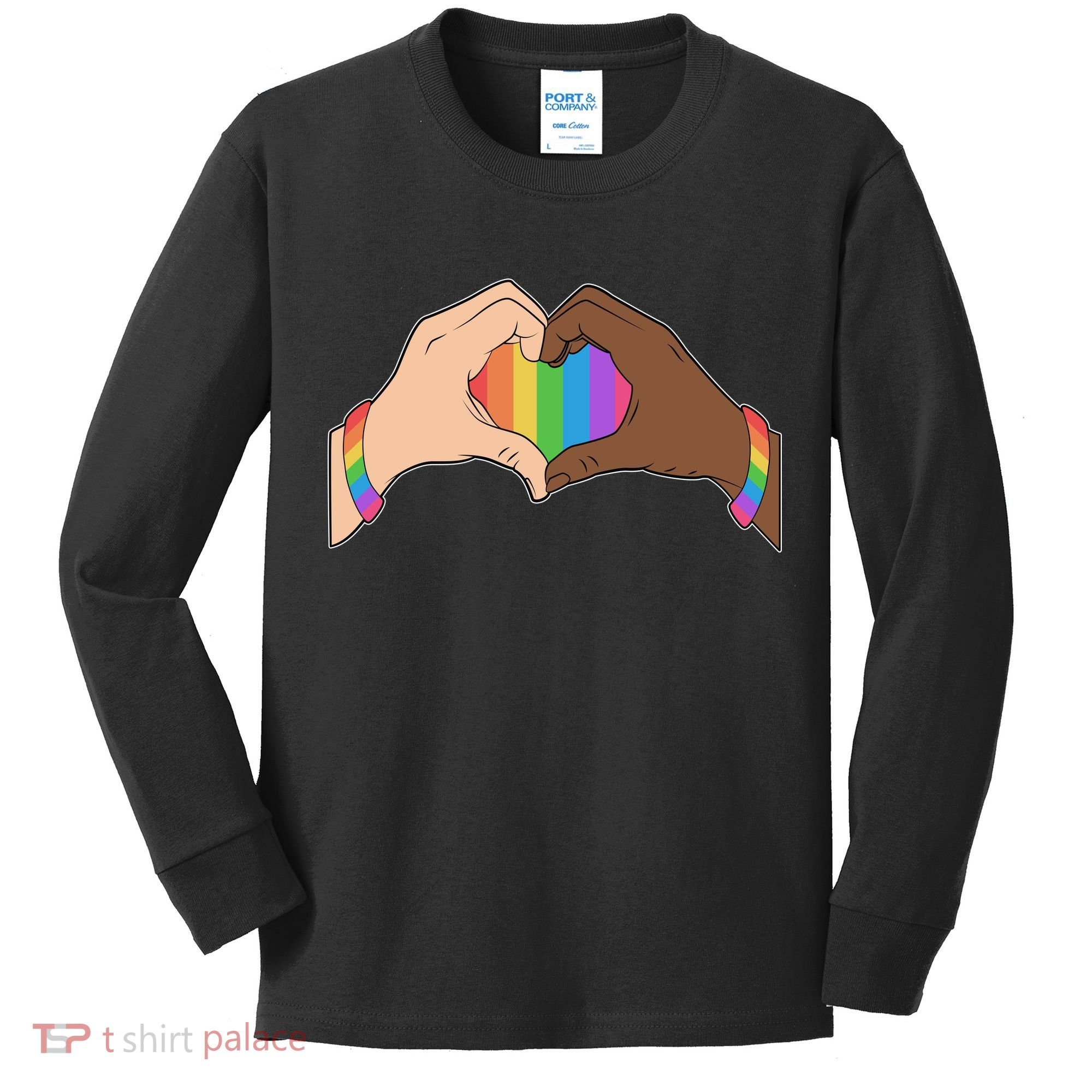 LGBT Pride Love Heart Hands Kids Long Sleeve Shirt