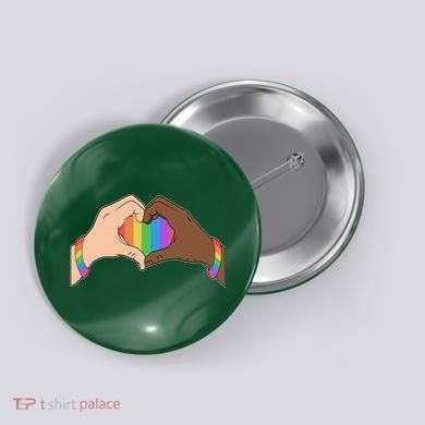 LGBT Pride Love Heart Hands Button
