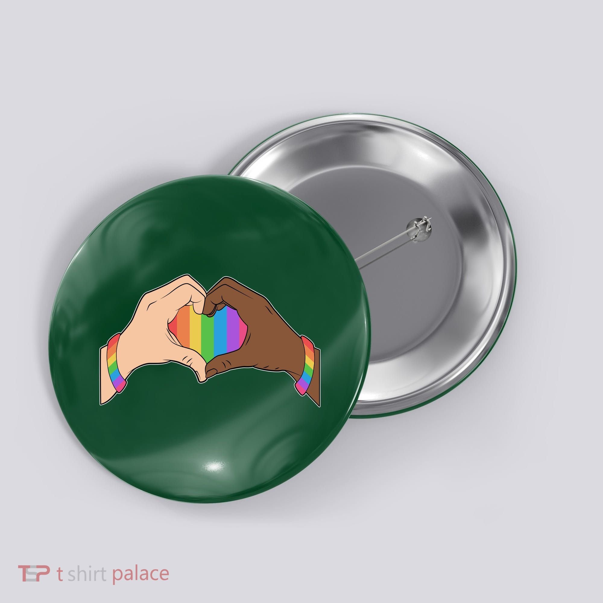 LGBT Pride Love Heart Hands Button