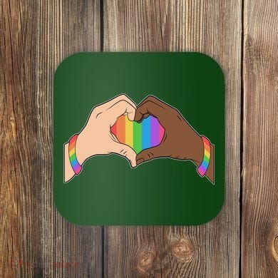 LGBT Pride Love Heart Hands Coaster