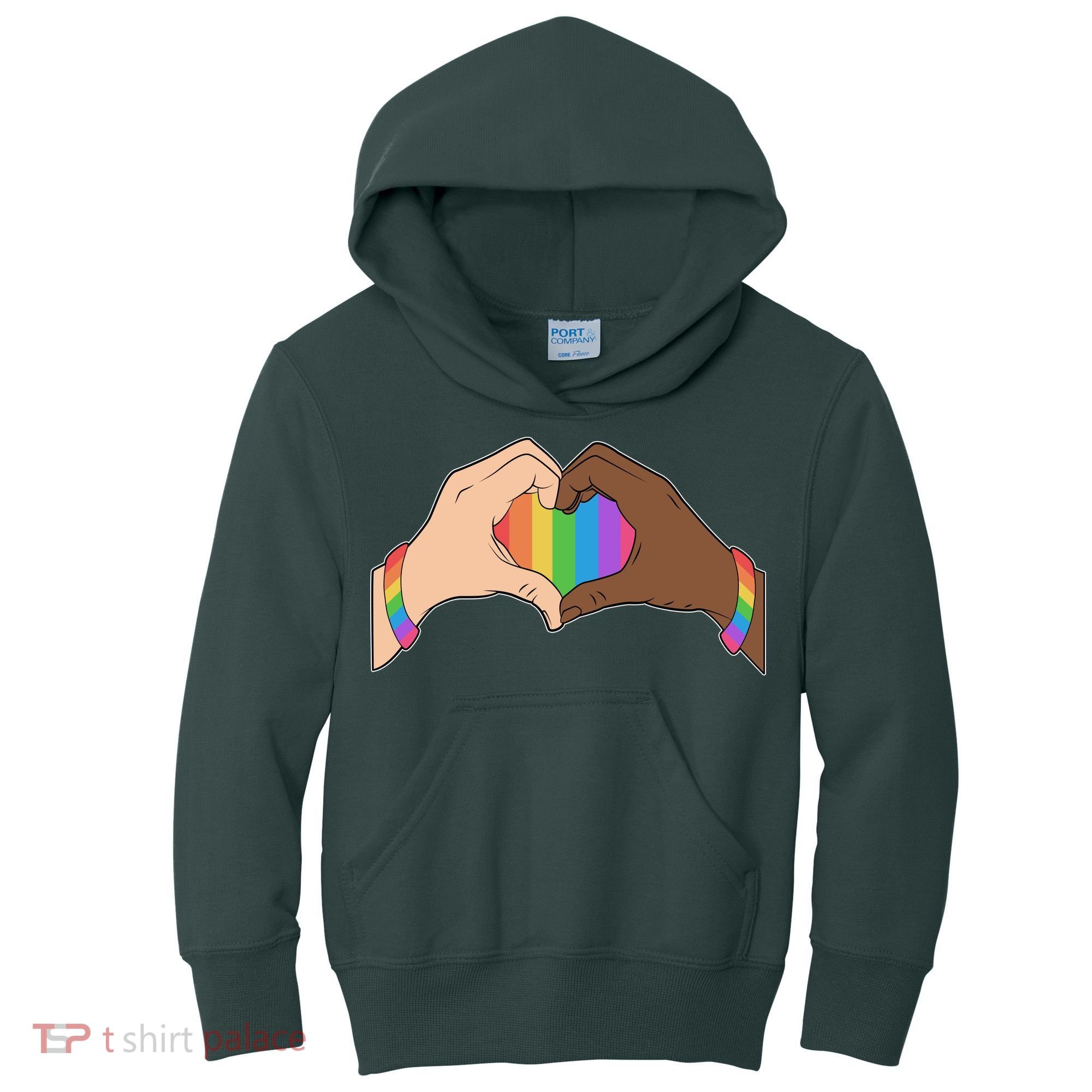 LGBT Pride Love Heart Hands Kids Hoodie