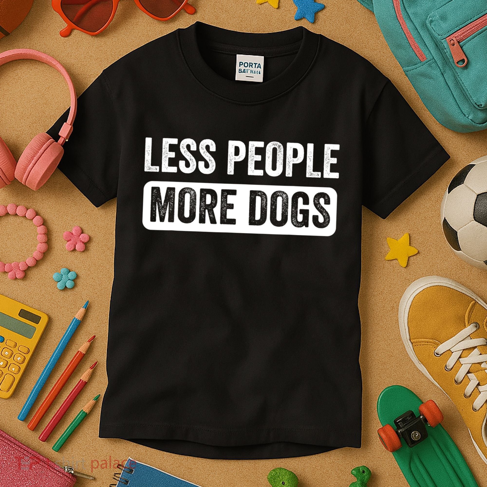 Less People More Dogs Funny Humorous Dog Lovers Kids T-Shirt
