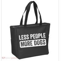 Less People More Dogs Funny Humorous Dog Lovers Tote Bag thumb 2