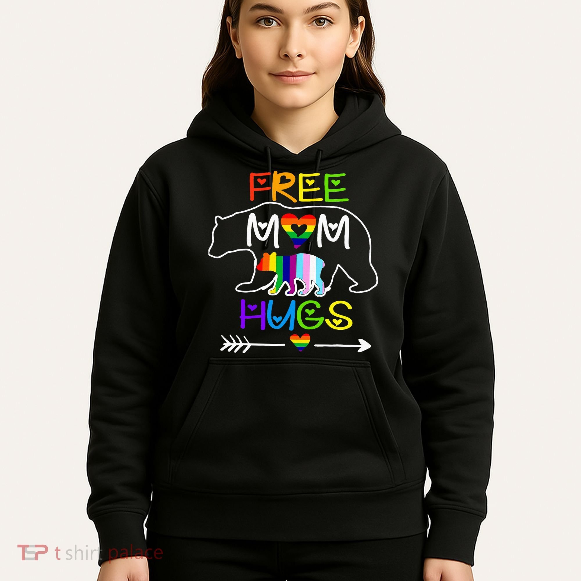 Lgbtq Pride Mama Bear Free Mom Hugs Pride Hoodie