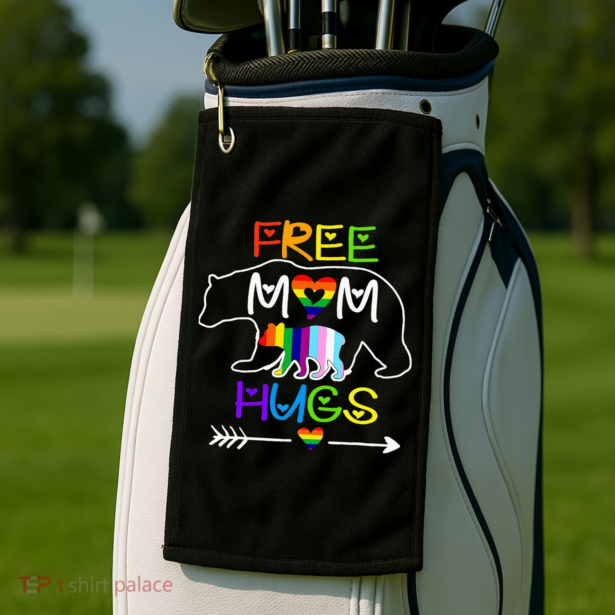 Lgbtq Pride Mama Bear Free Mom Hugs Pride Golf Towel