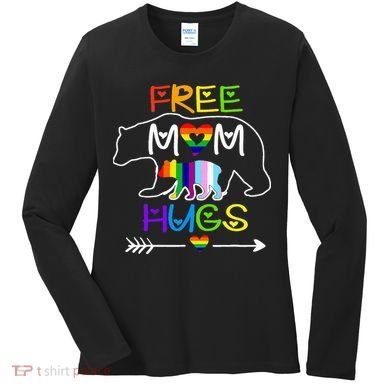 Lgbtq Pride Mama Bear Free Mom Hugs Pride Women's Long Sleeve Shirt