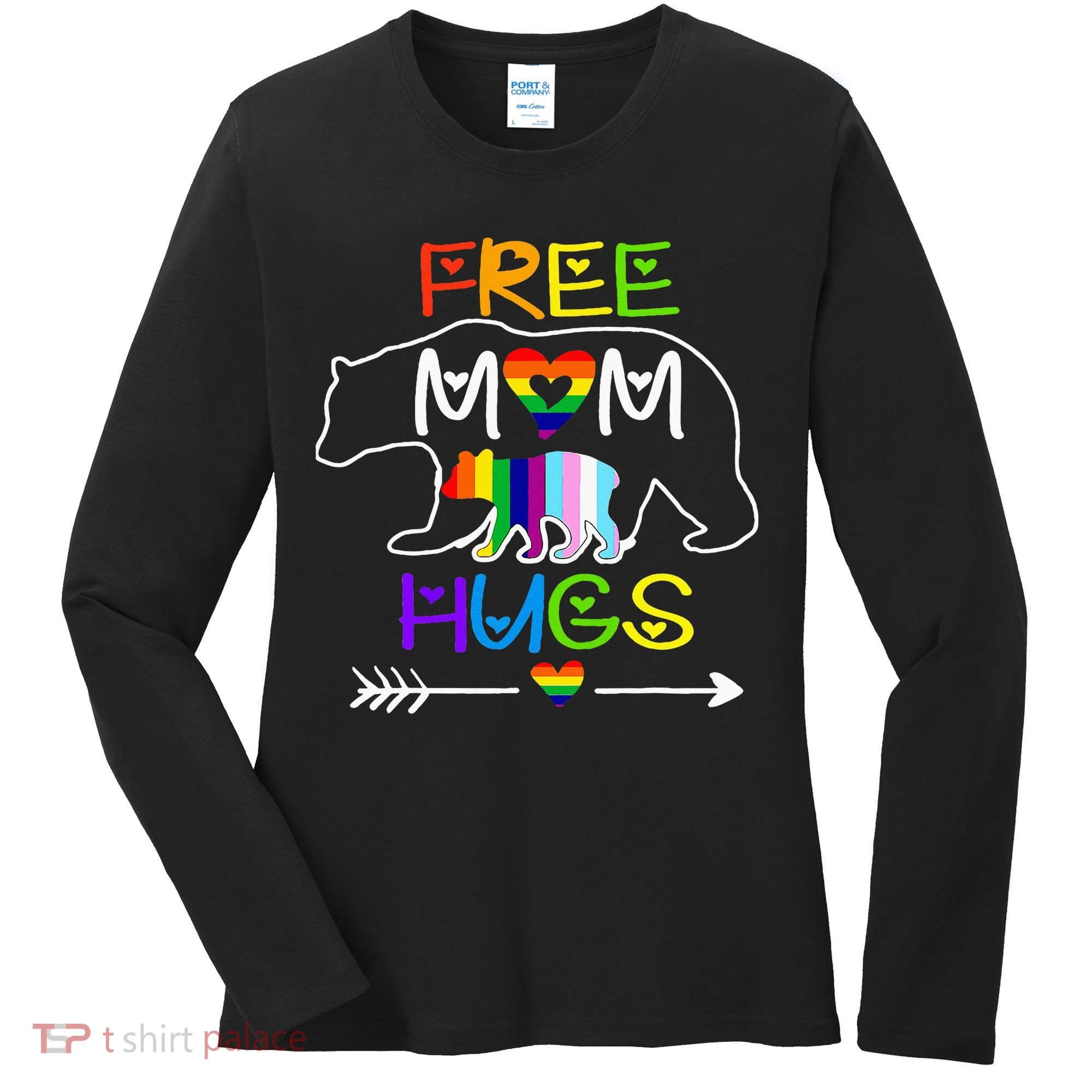 Lgbtq Pride Mama Bear Free Mom Hugs Pride Women's Long Sleeve Shirt