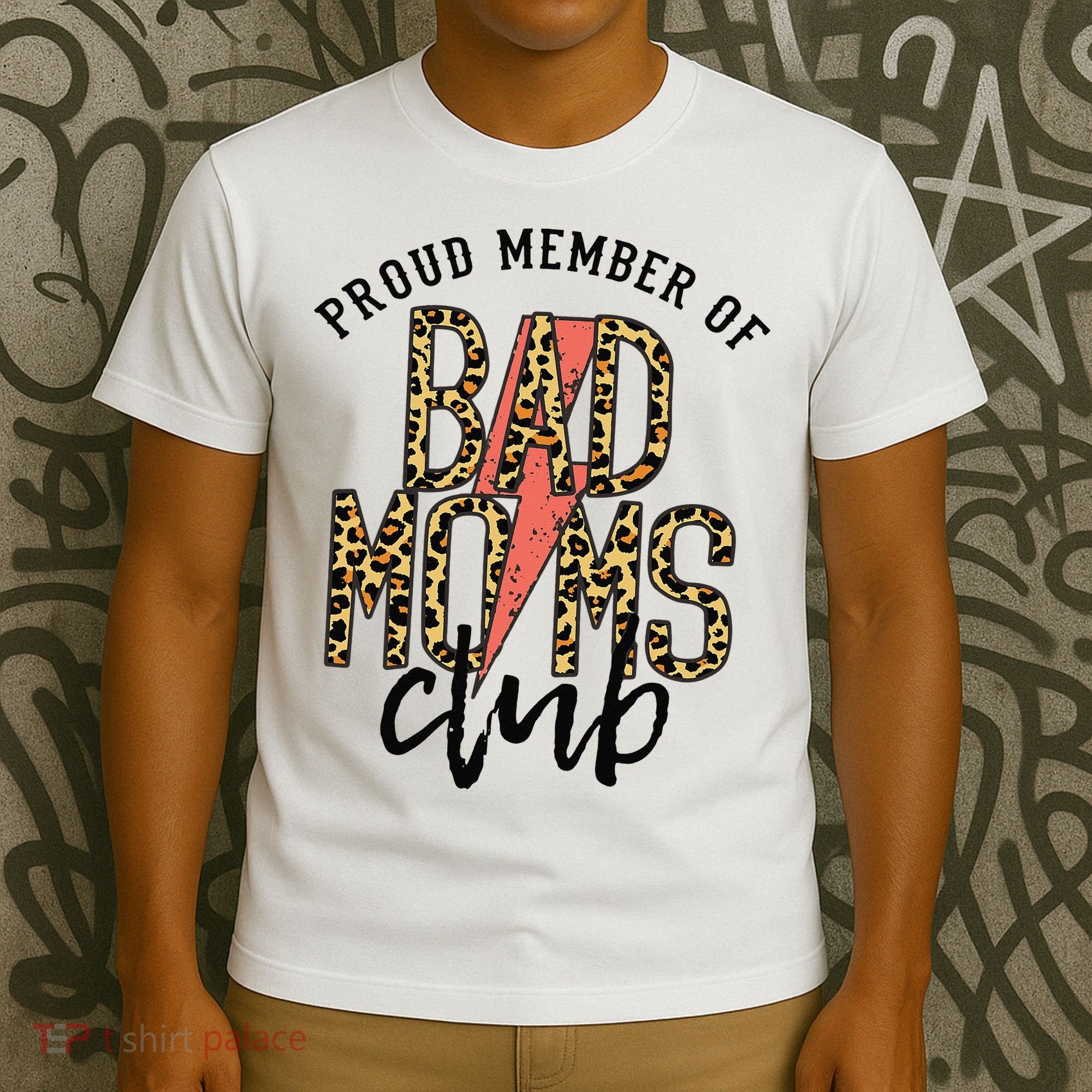 Leopard Proud Member Of Bad Moms Club Lightning Bolt Western T-Shirt