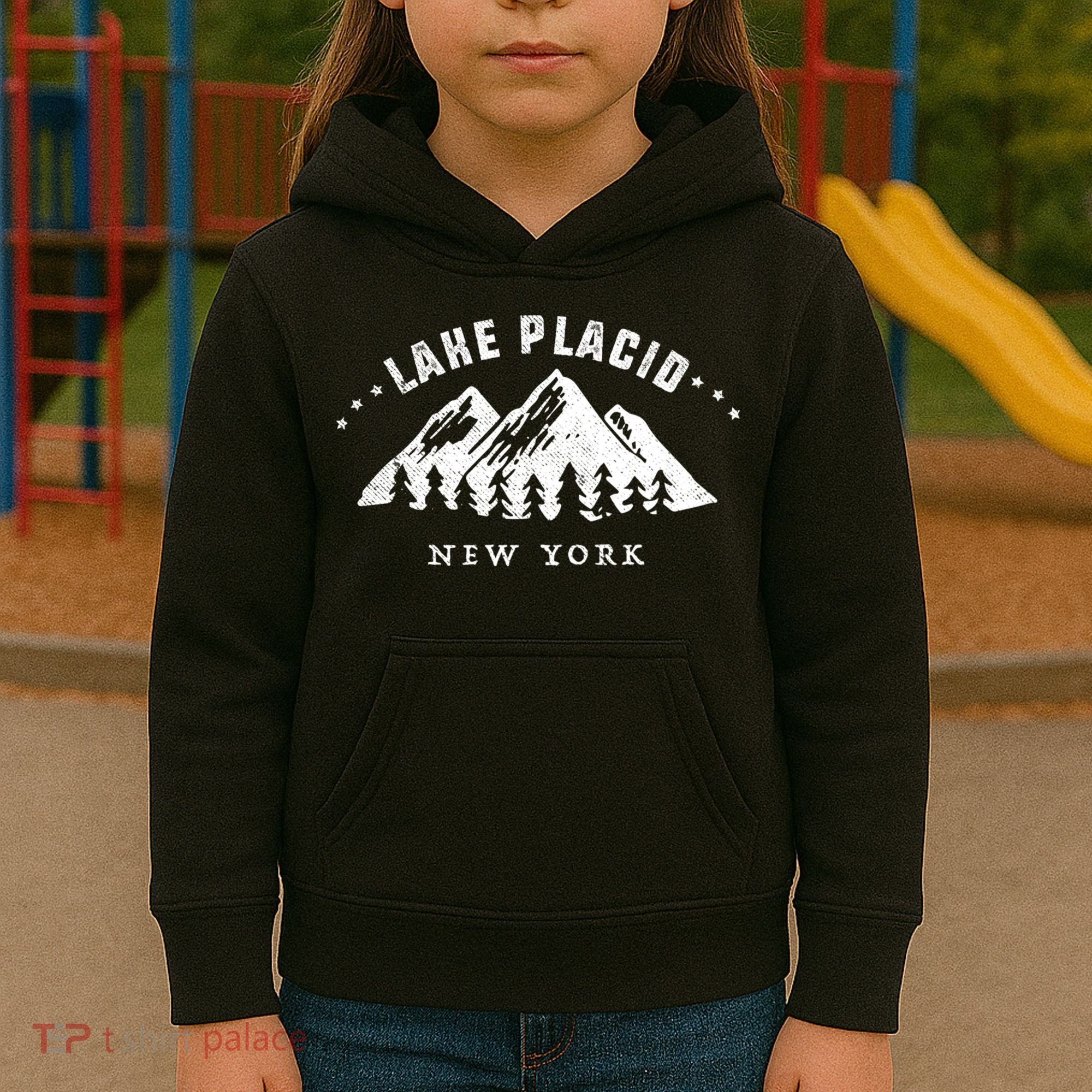 Lake Placid New York Outdoors Adventure Mountain Graphic Gift Kids Hoodie