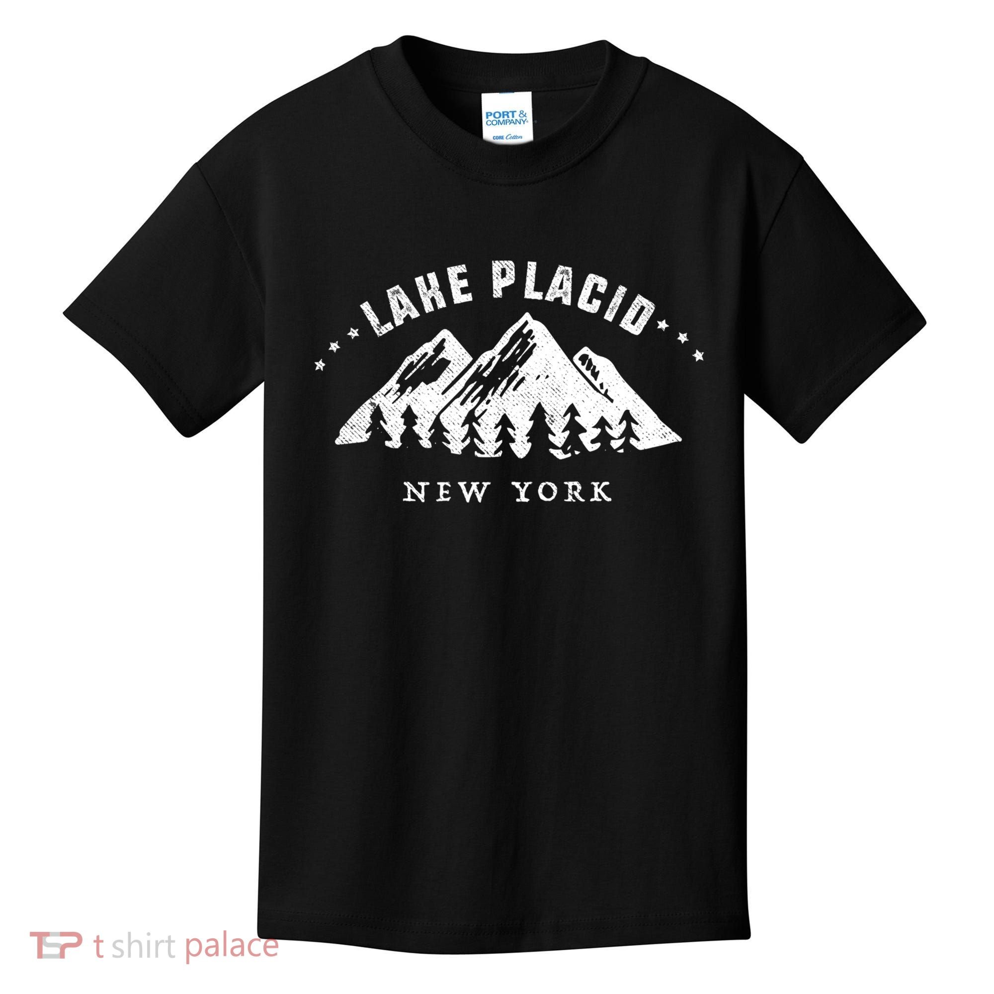 Lake Placid New York Outdoors Adventure Mountain Graphic Gift Kids T-Shirt