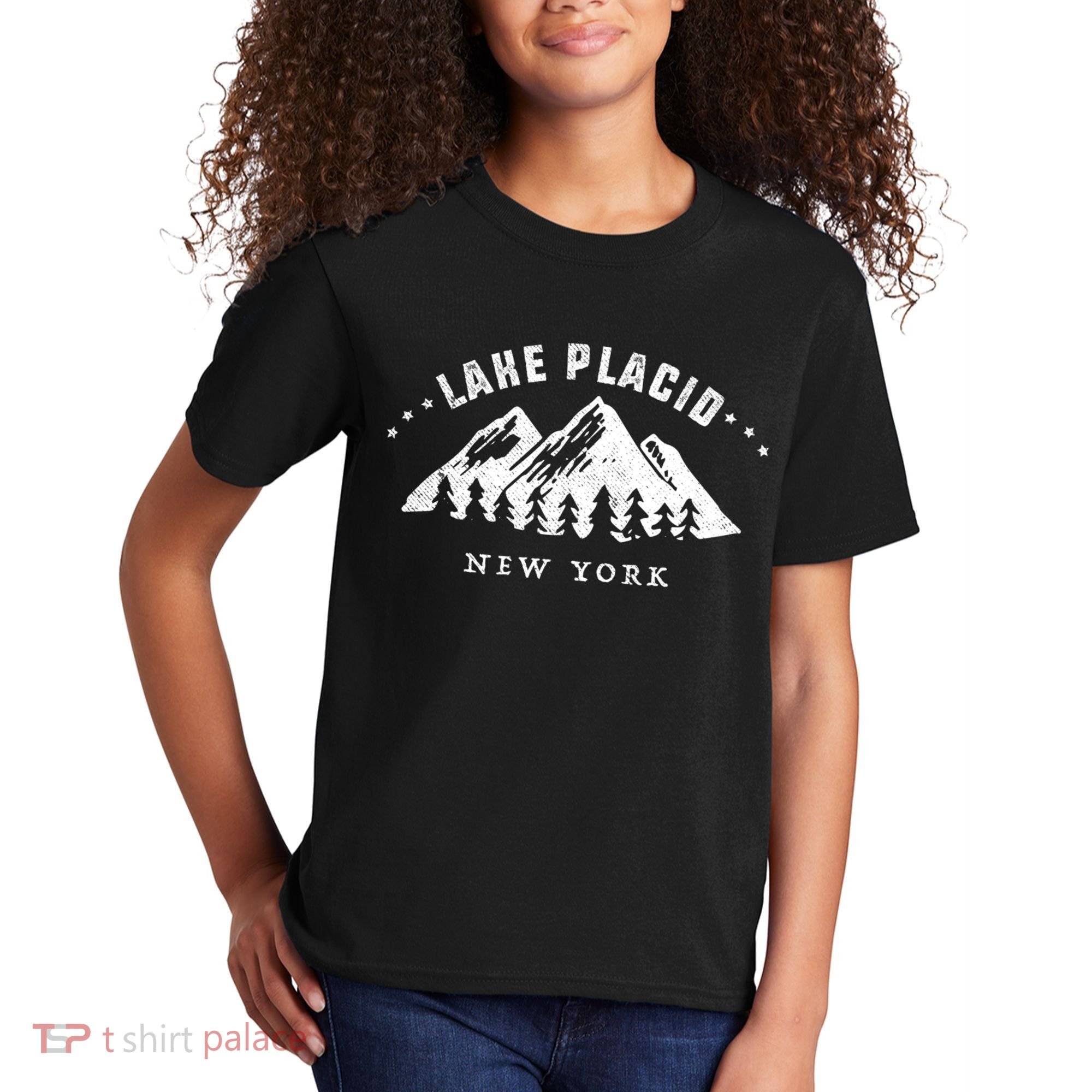 Lake Placid New York Outdoors Adventure Mountain Graphic Gift Kids T-Shirt
