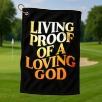 Living Proof Of A Loving God Golf Towel thumb 1