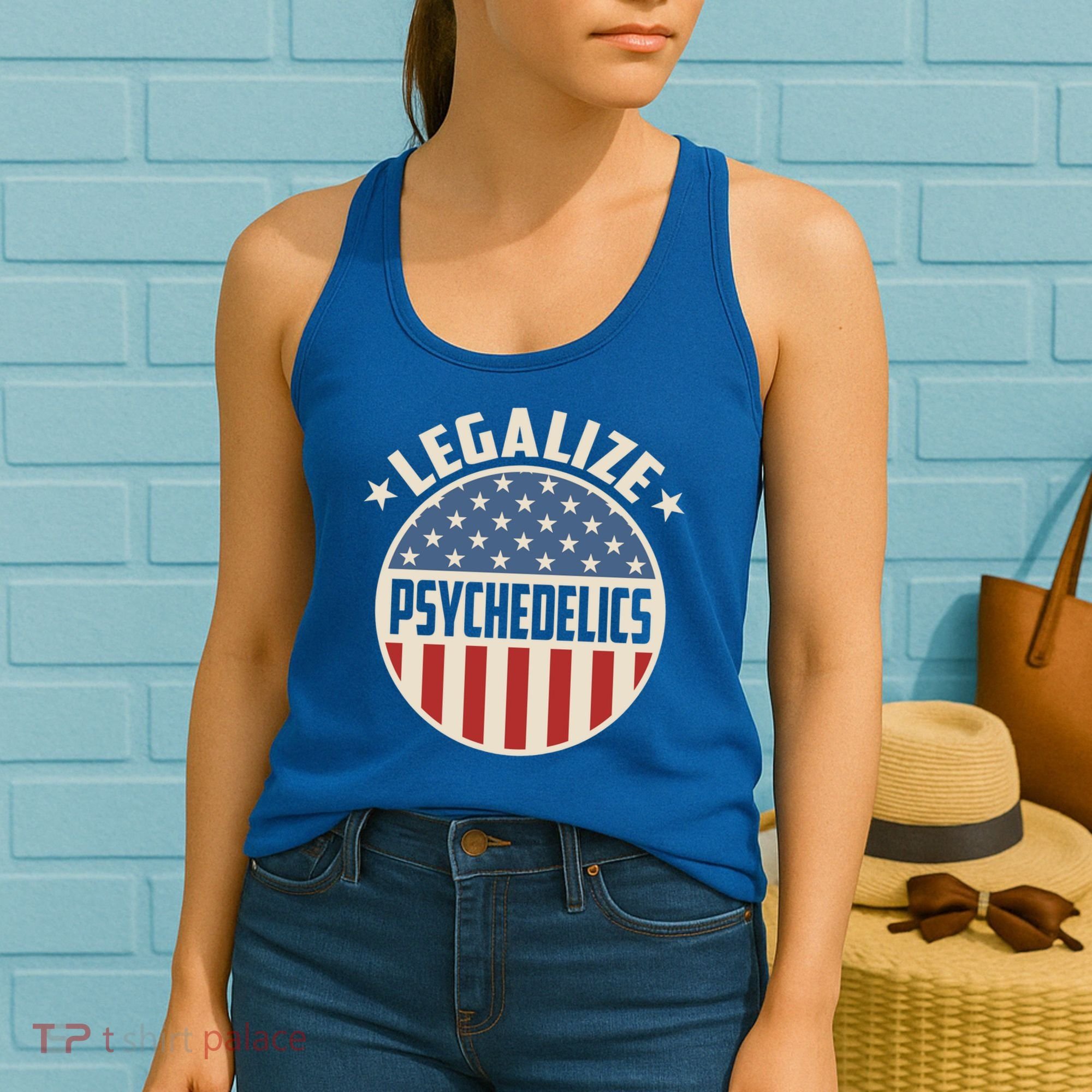 Legalize Psychedelics Pro Freedom Pro America Retro Us Flag Gift Women's Tank Top