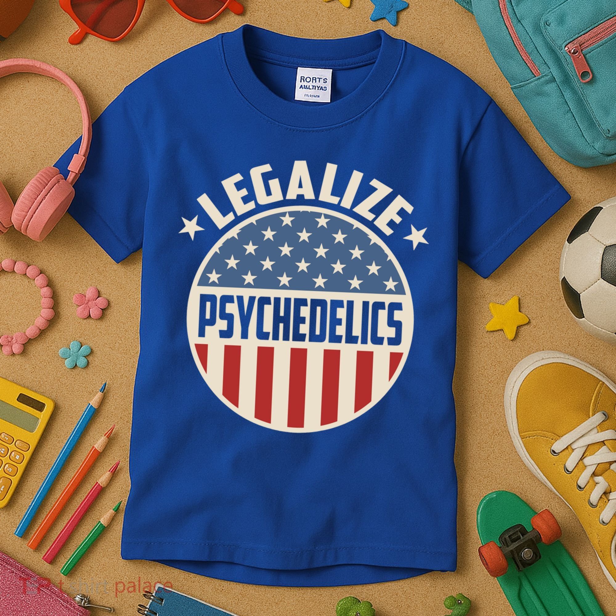 Legalize Psychedelics Pro Freedom Pro America Retro Us Flag Gift Kids T-Shirt