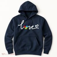LOVE Puzzle Pieces Heart Autism Awareness Gifts Hoodie thumb 0